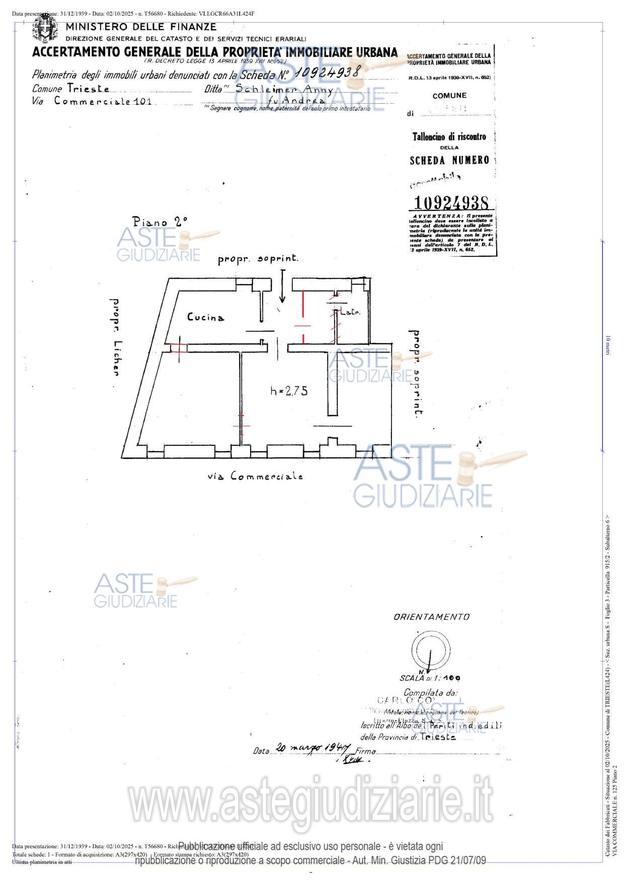 Planimetria del bene