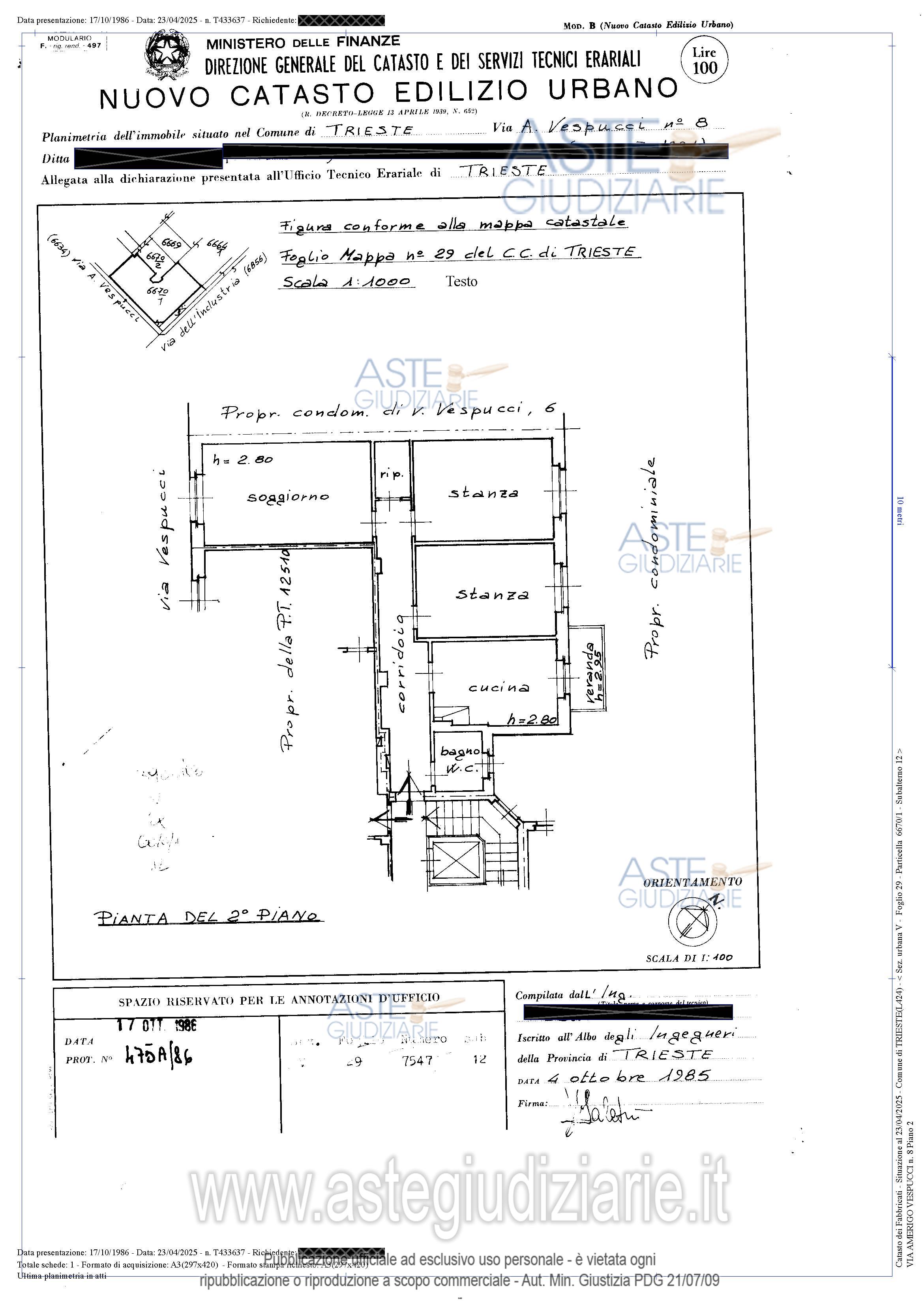 Planimetria del bene