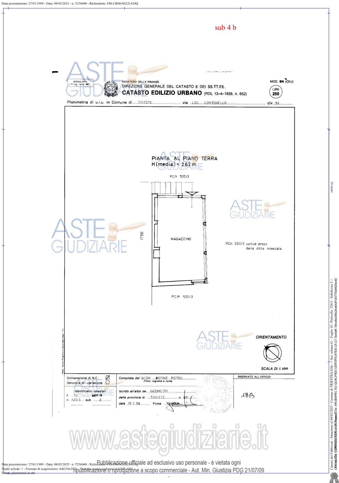 Planimetria del bene