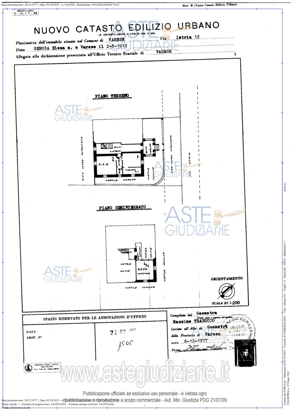 Planimetria del bene