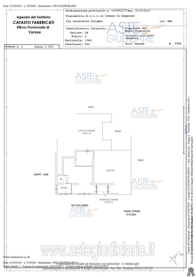 Planimetria del bene
