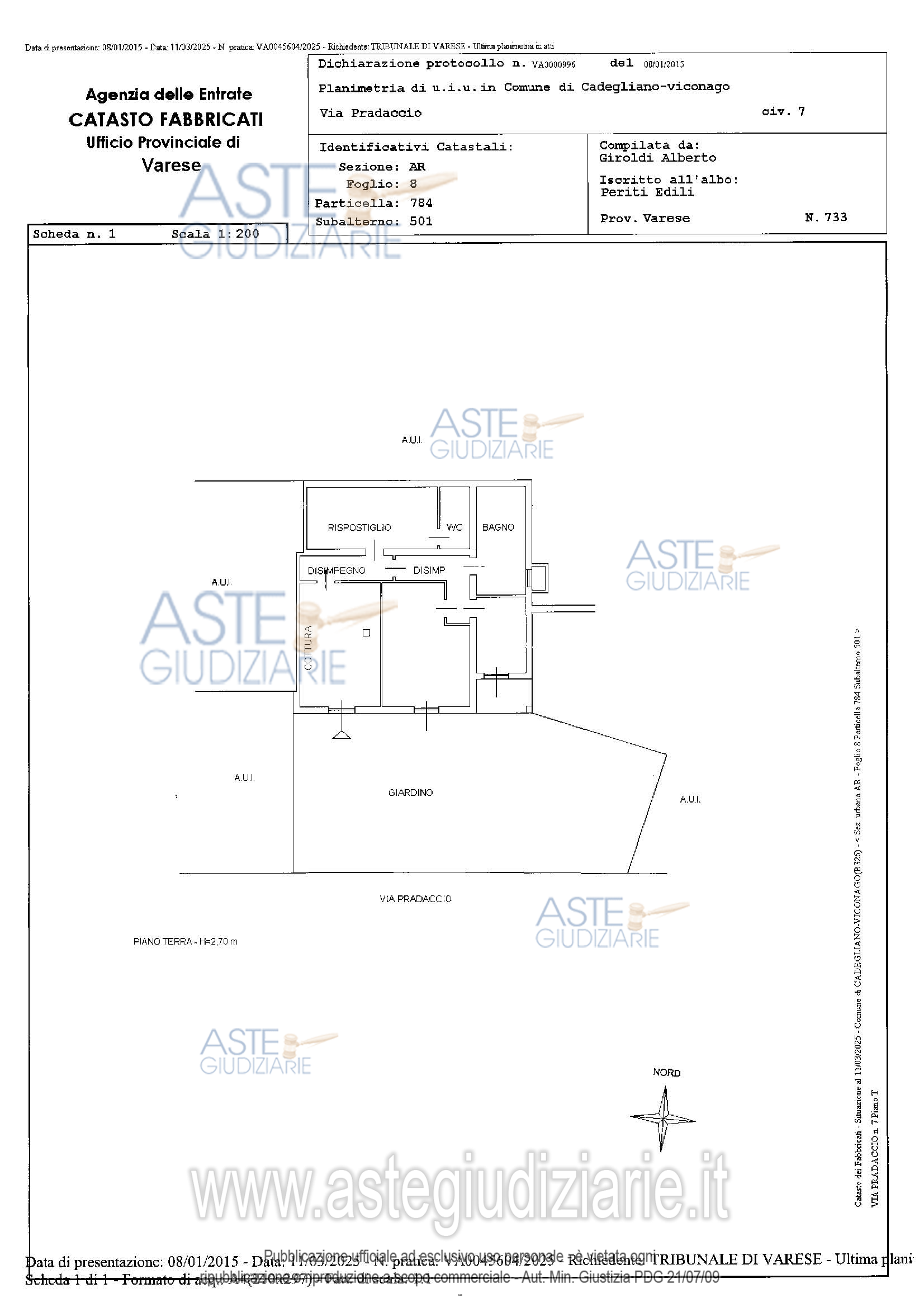 Planimetria del bene