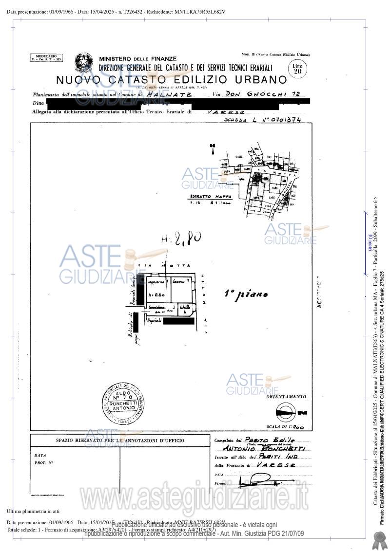 Planimetria del bene