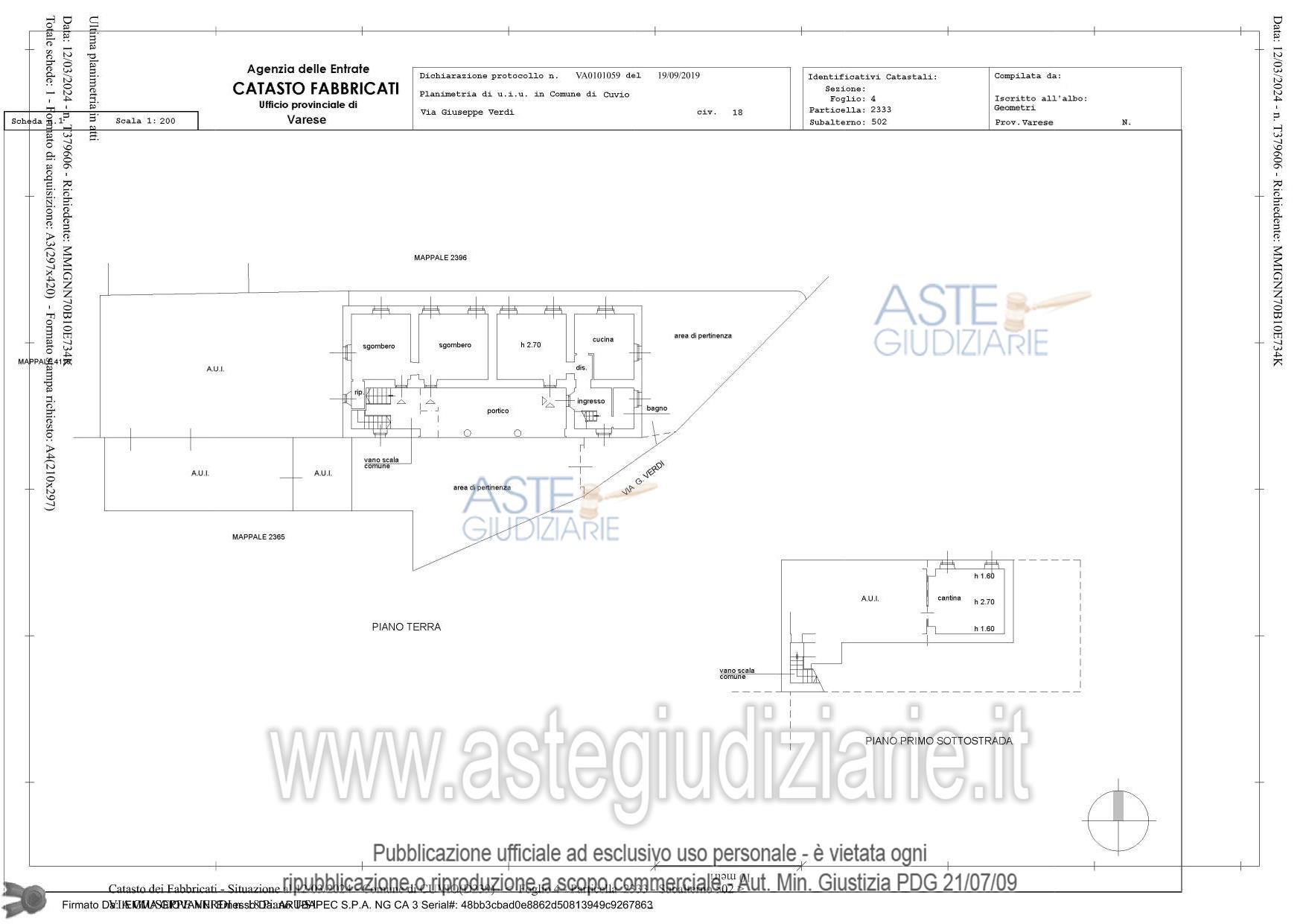 Planimetria del bene