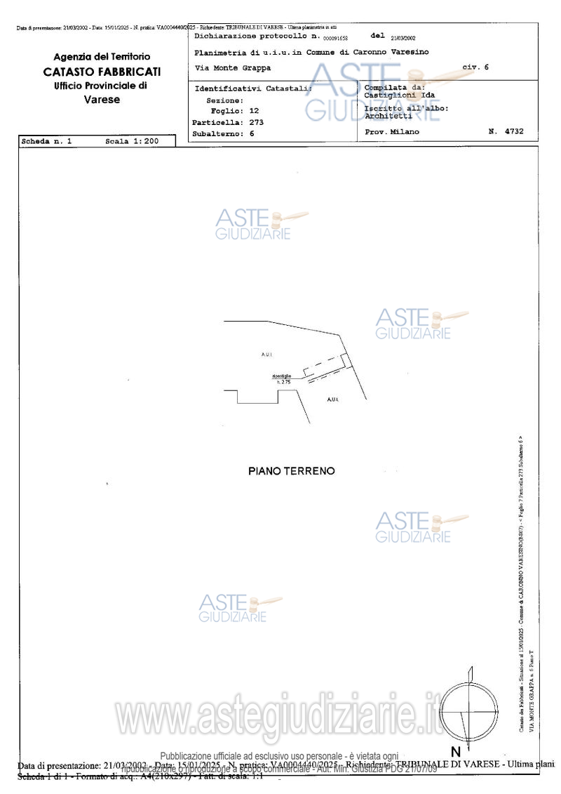 Planimetria del bene