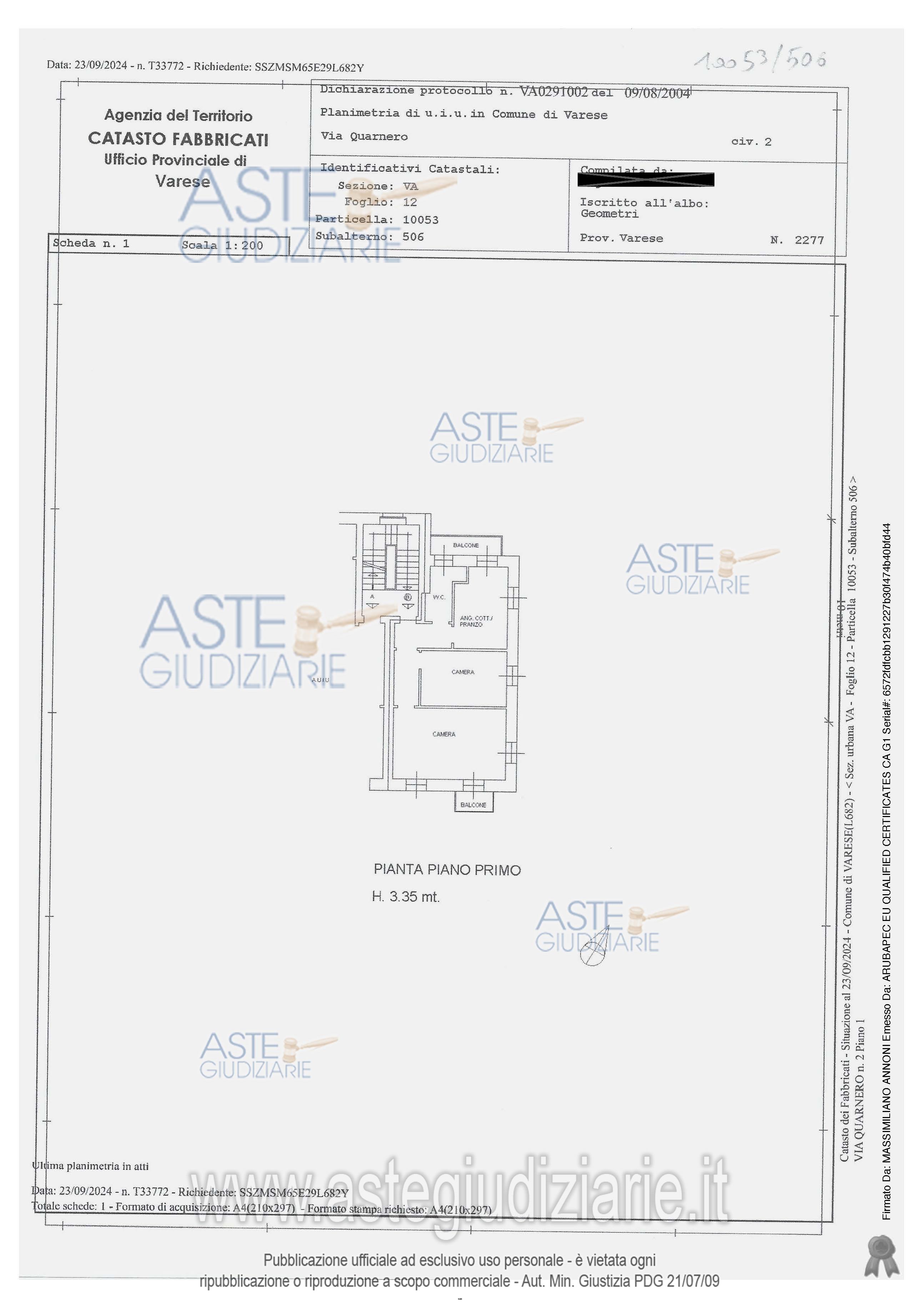 Planimetria del bene
