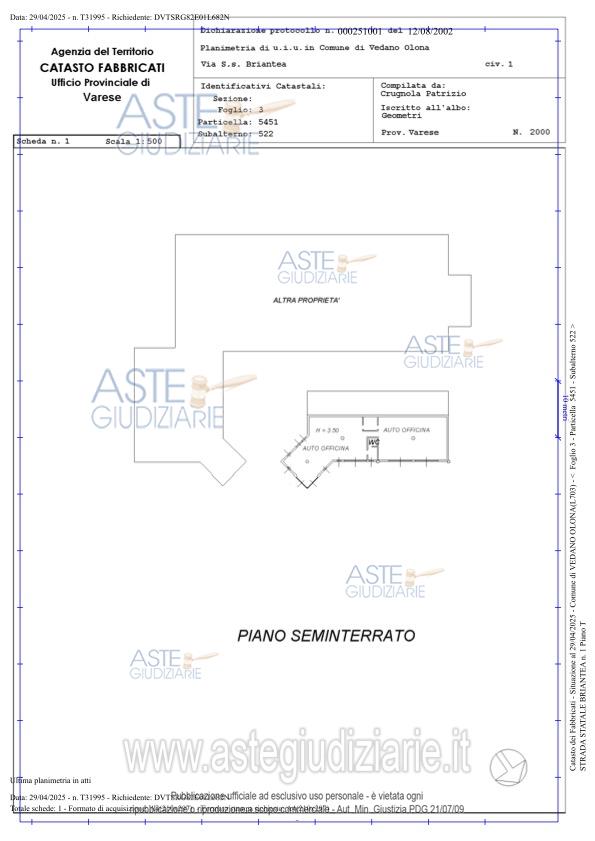 Planimetria del bene