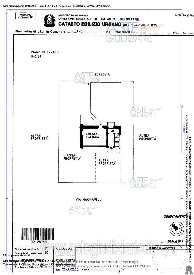 Planimetria del bene