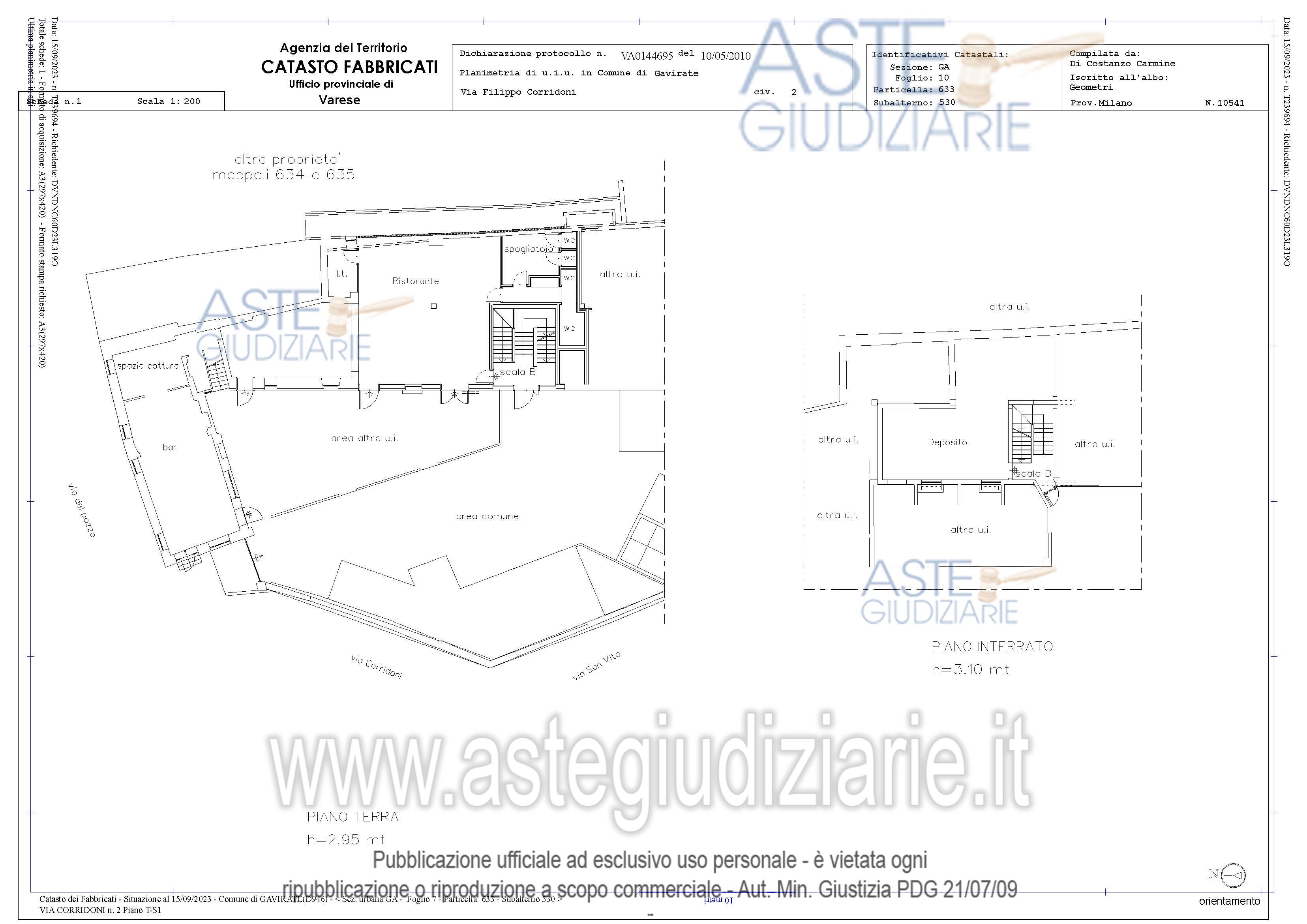 Planimetria del bene