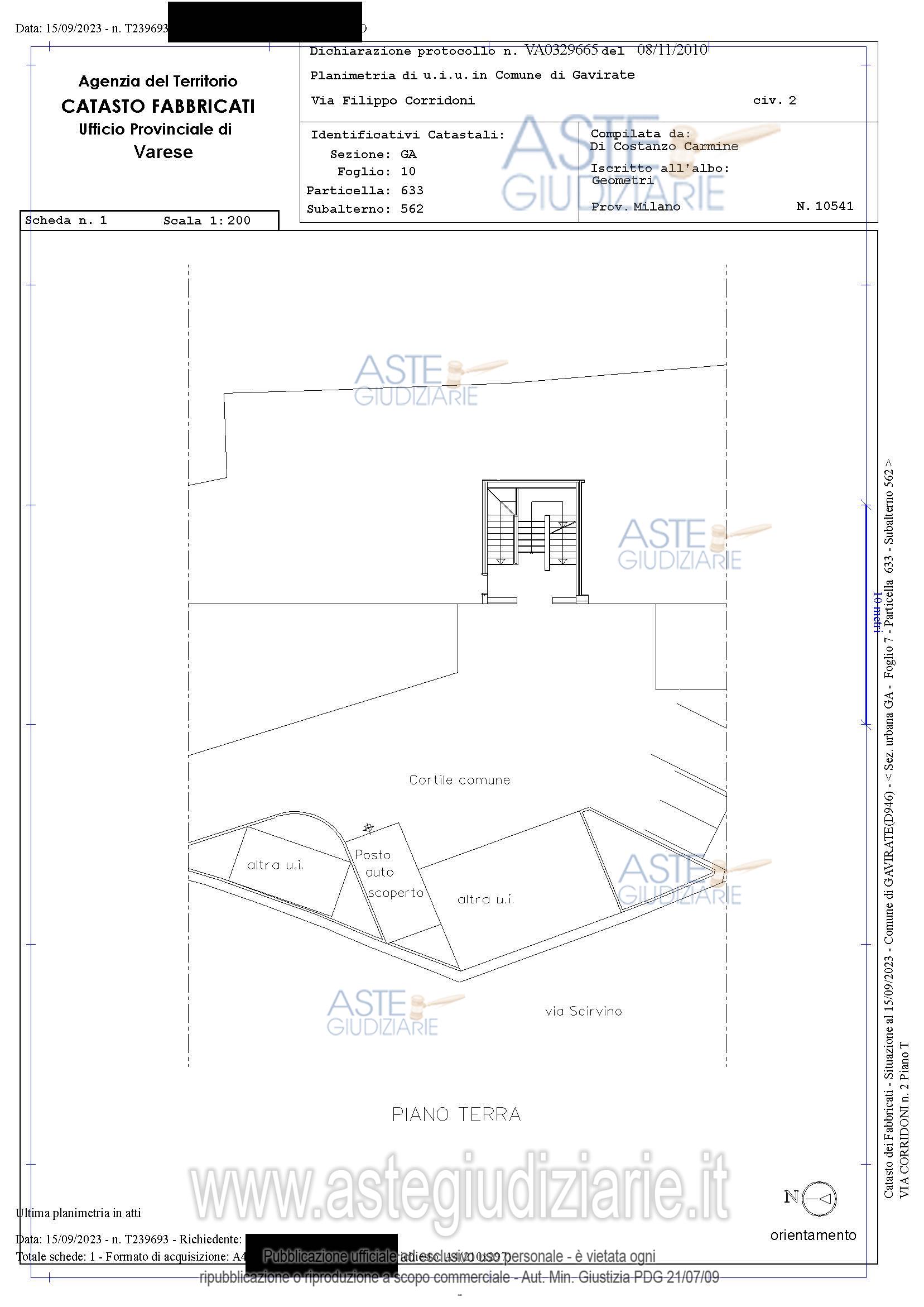 Planimetria del bene