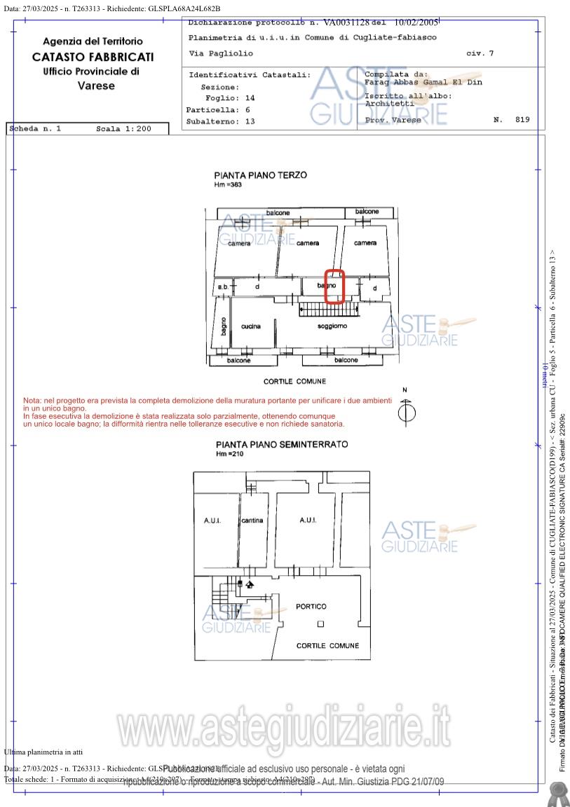 Planimetria del bene