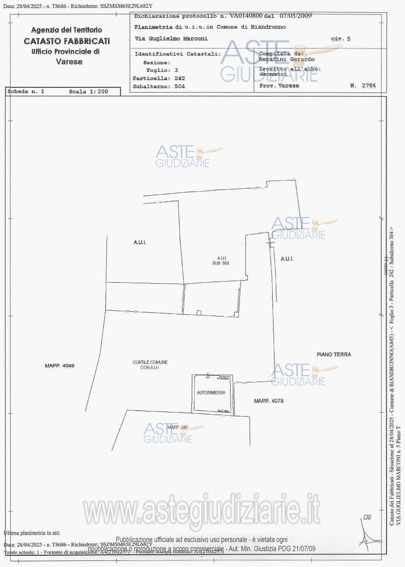 Planimetria del bene