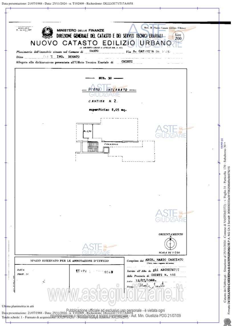 Planimetria del bene
