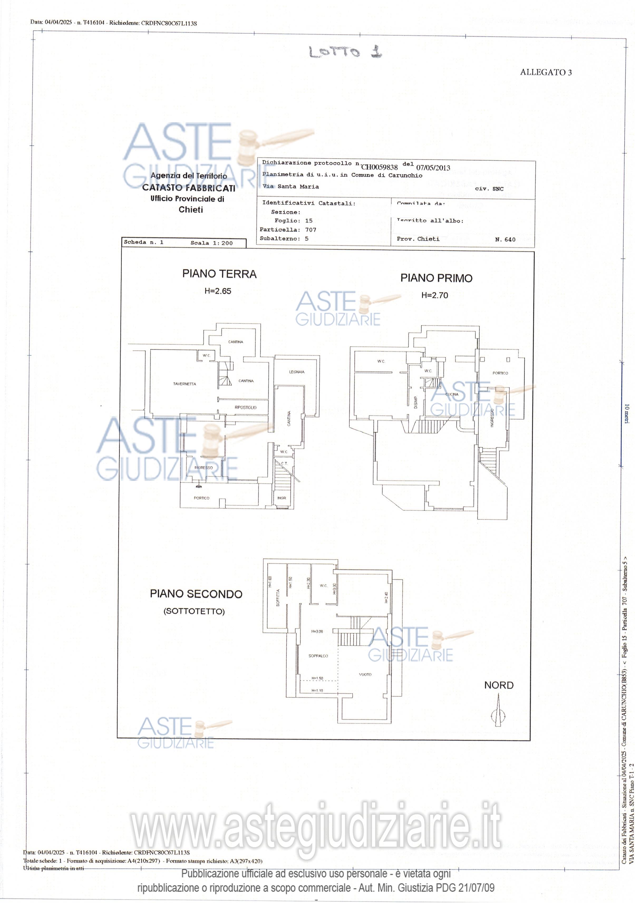 Planimetria del bene