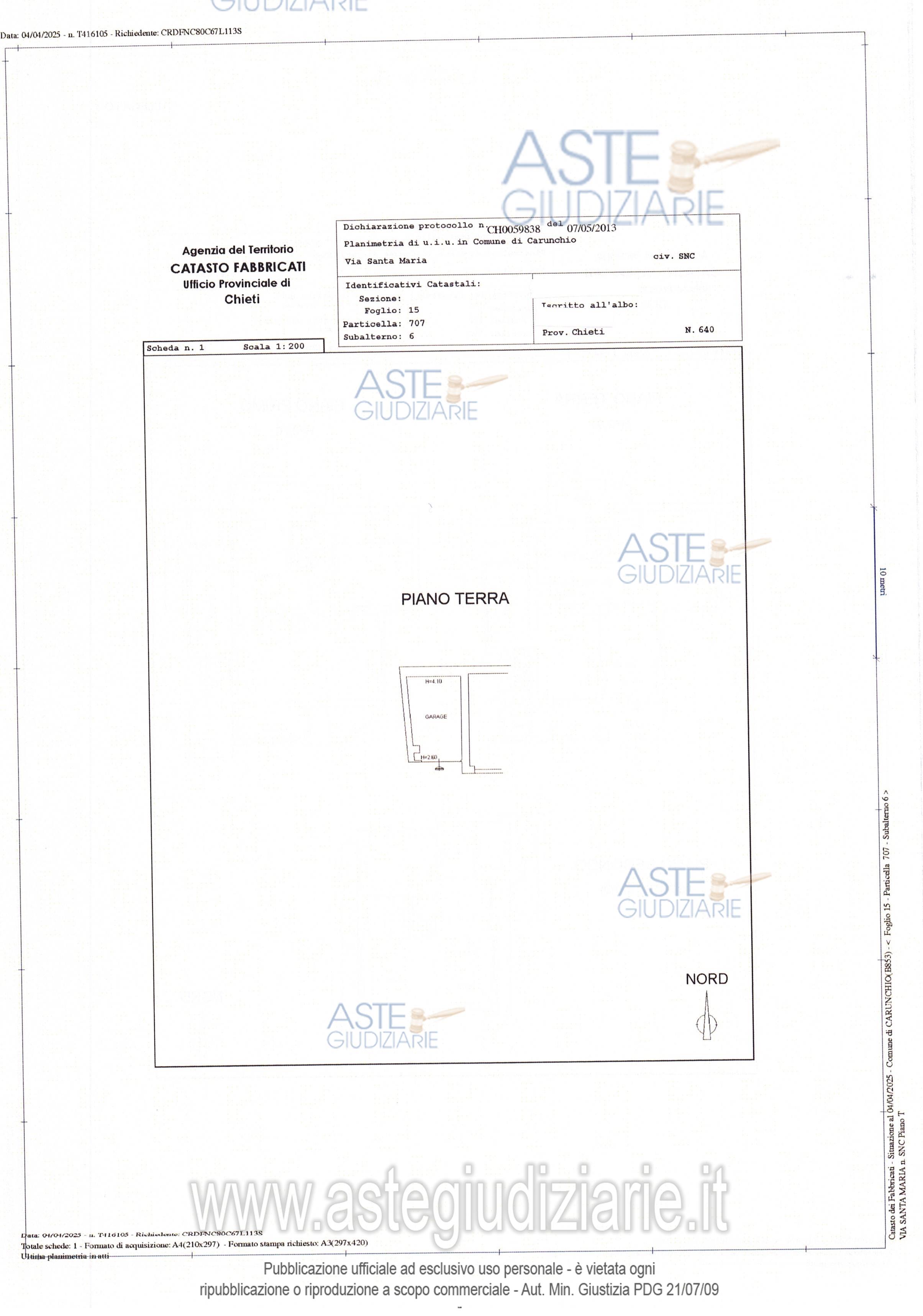 Planimetria del bene