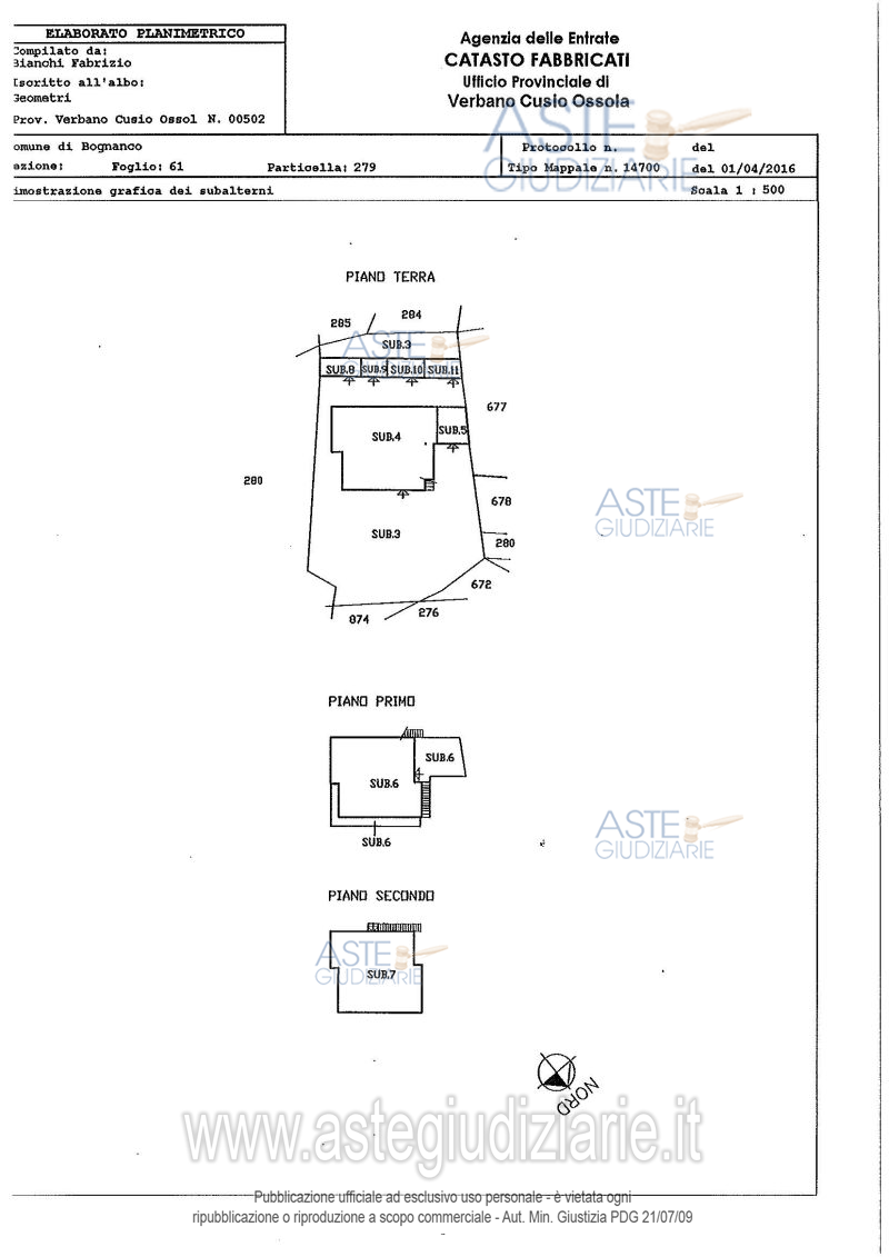 Planimetria del bene