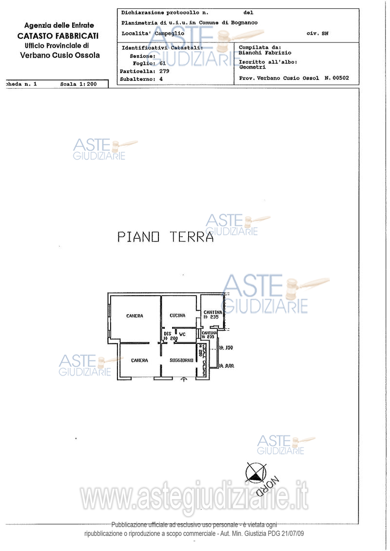 Planimetria del bene