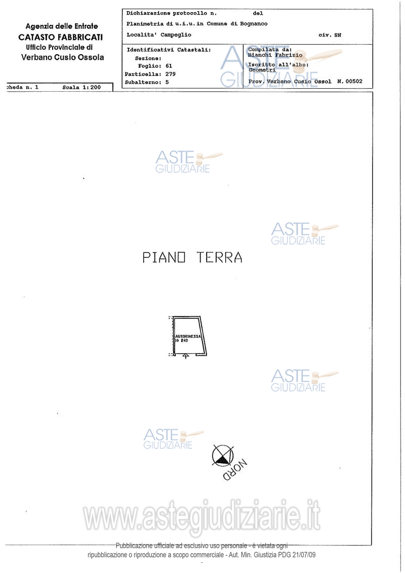 Planimetria del bene