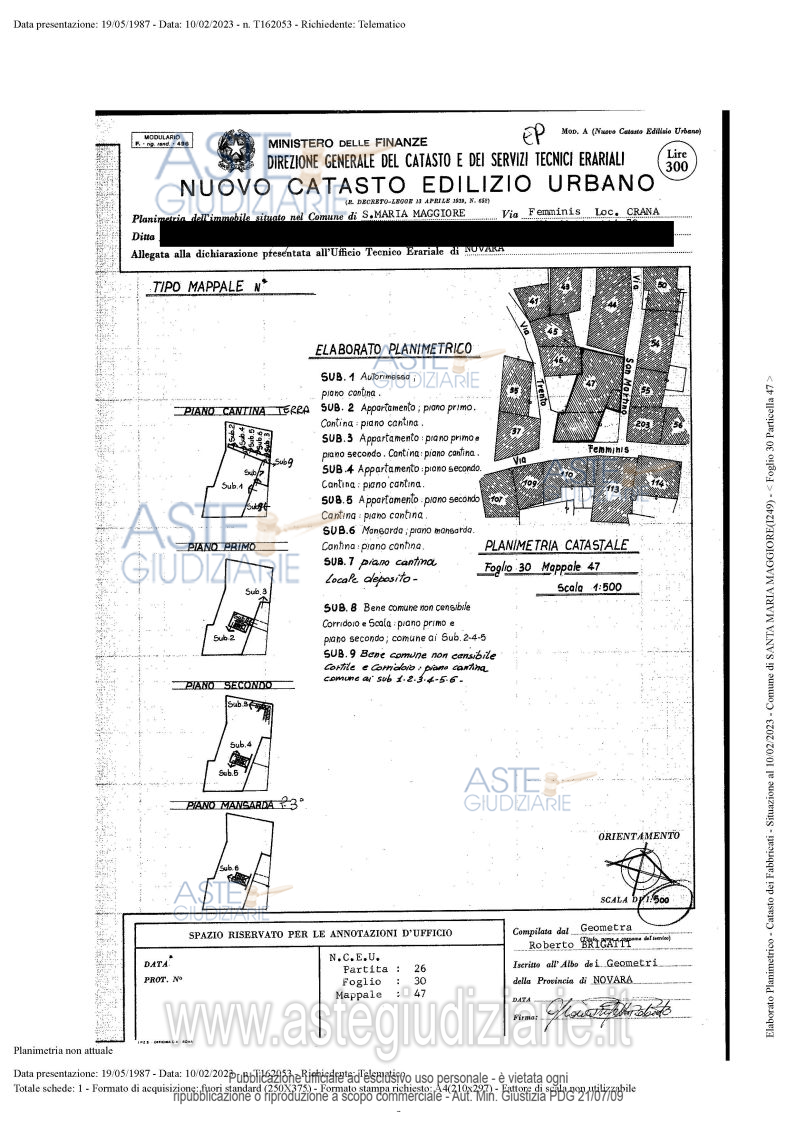 Planimetria del bene