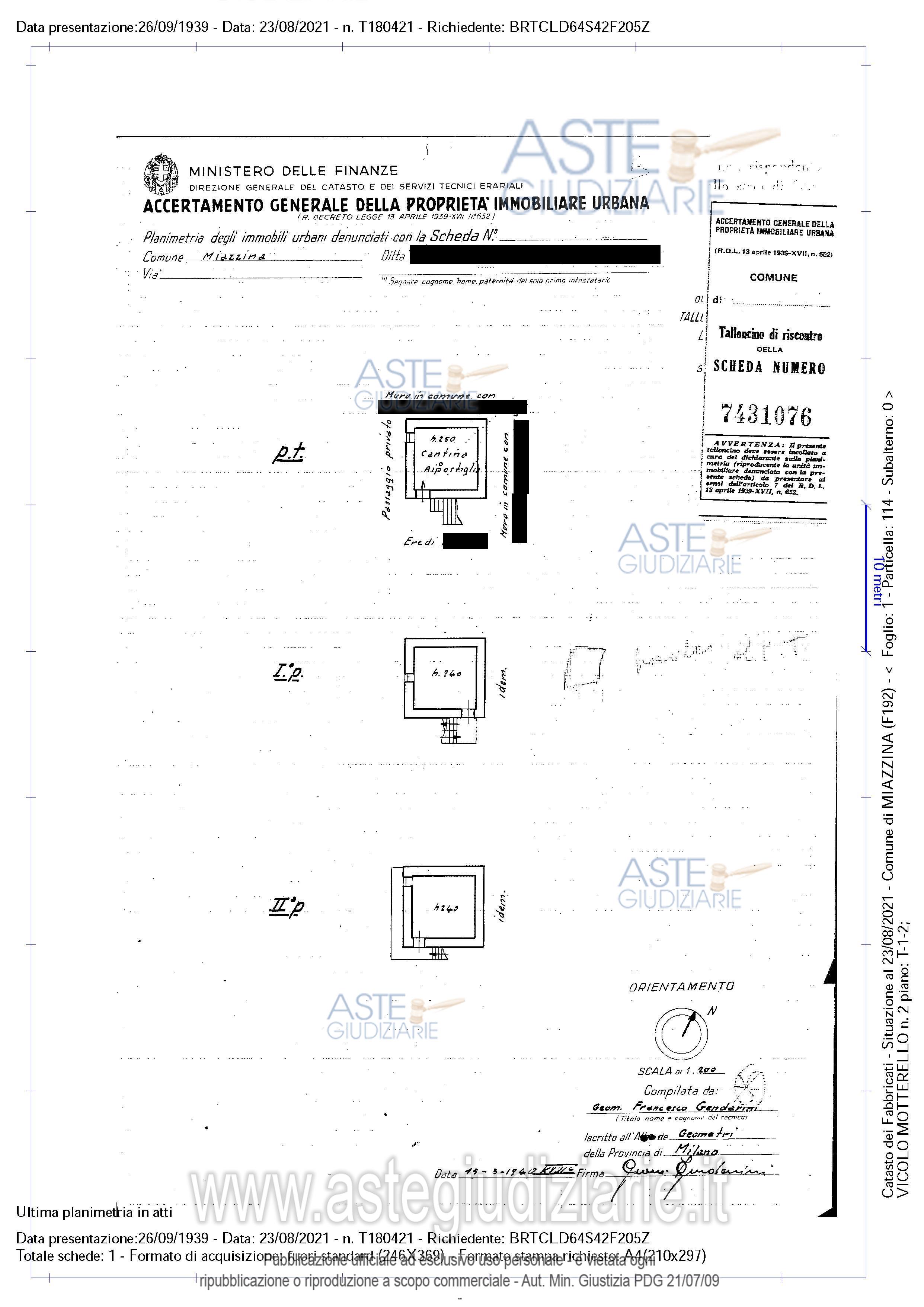 Planimetria del bene