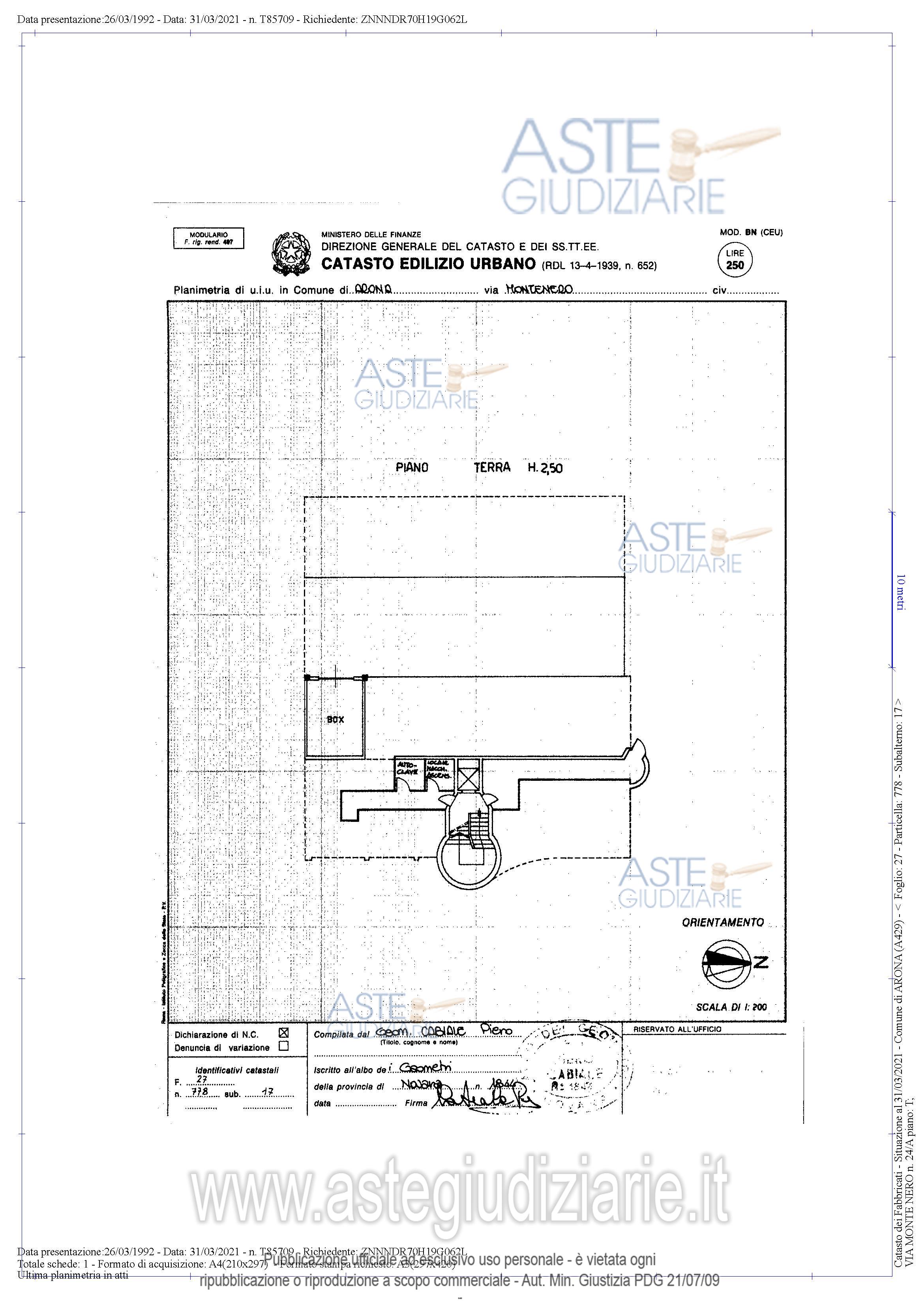 Planimetria del bene