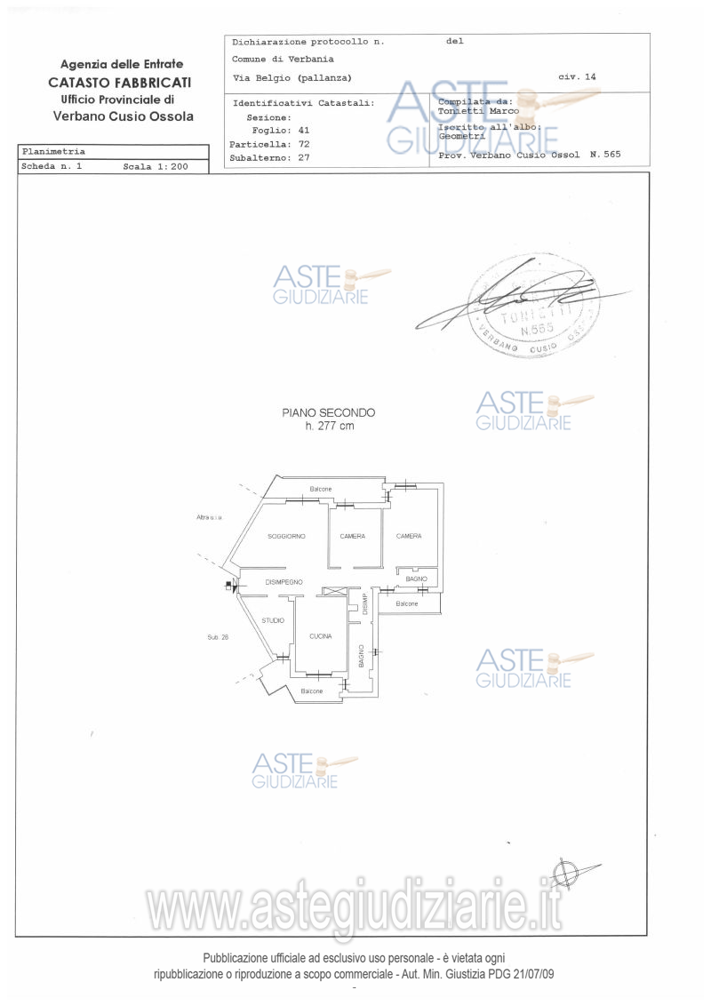 Planimetria del bene