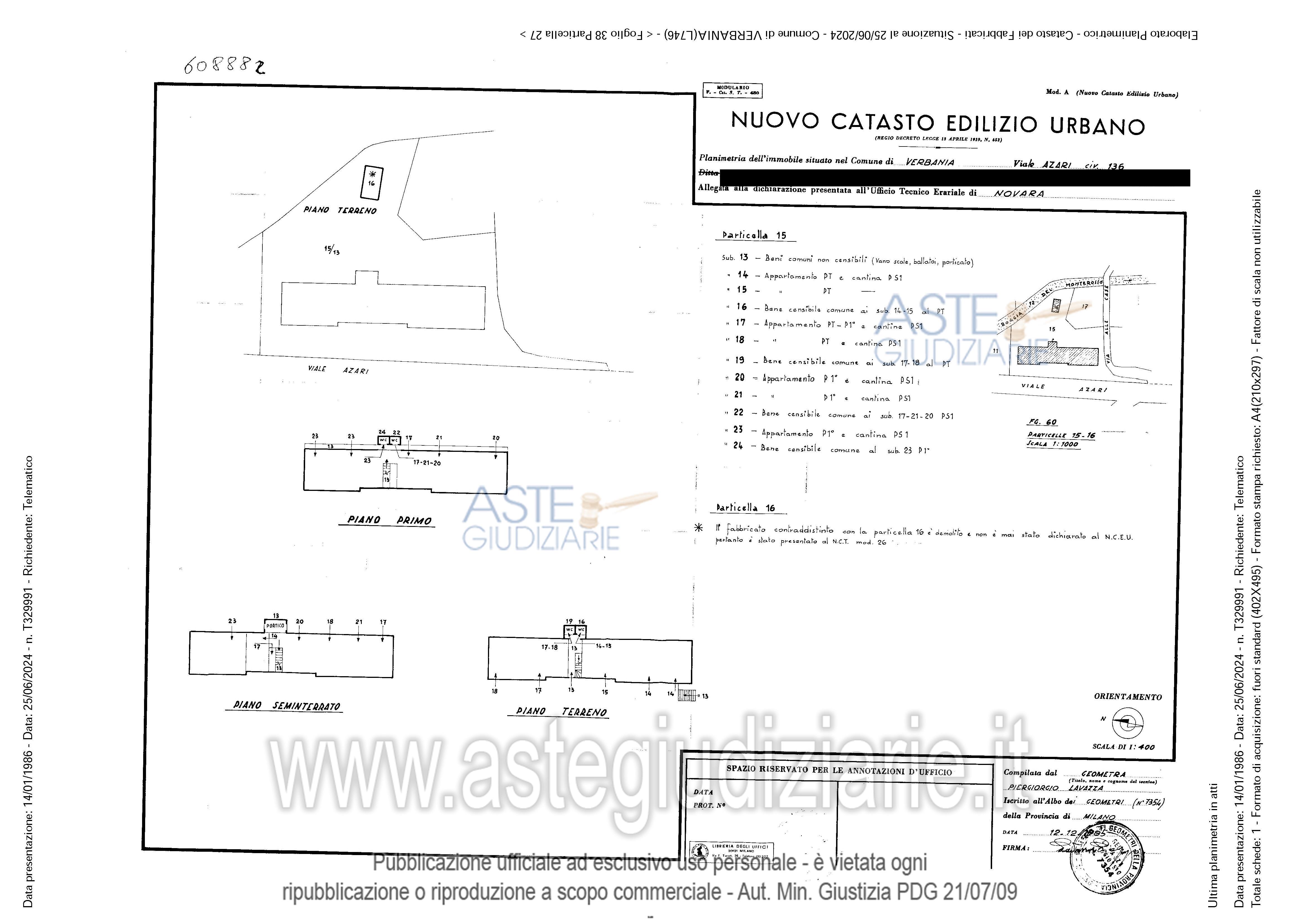 Planimetria del bene