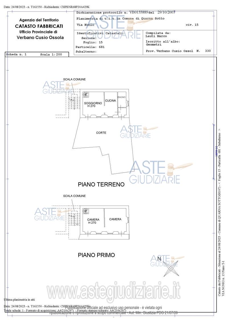Planimetria del bene