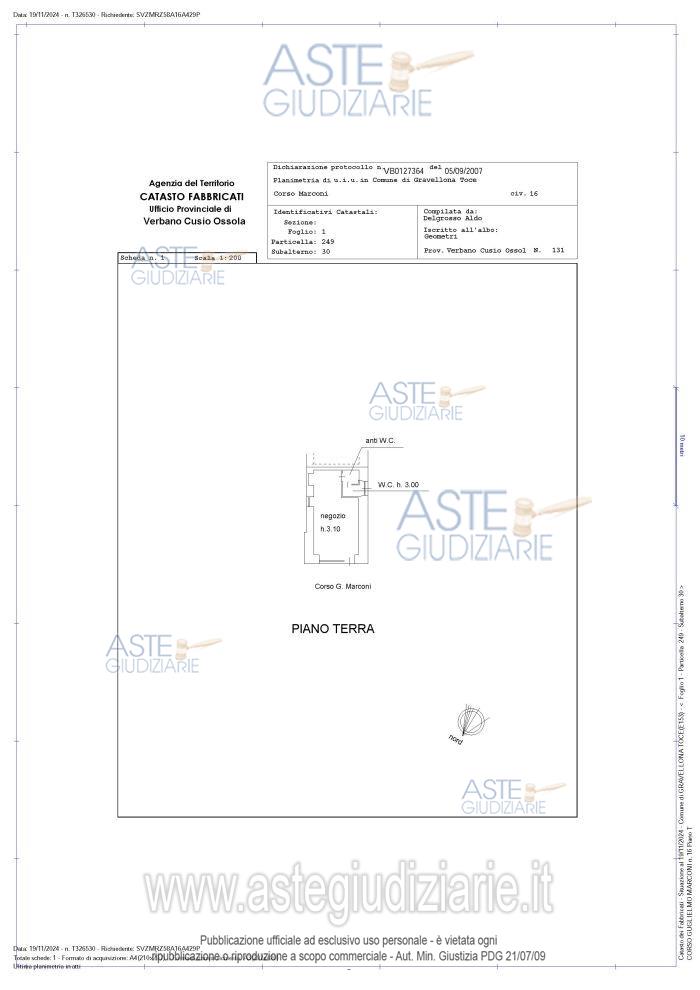 Planimetria del bene