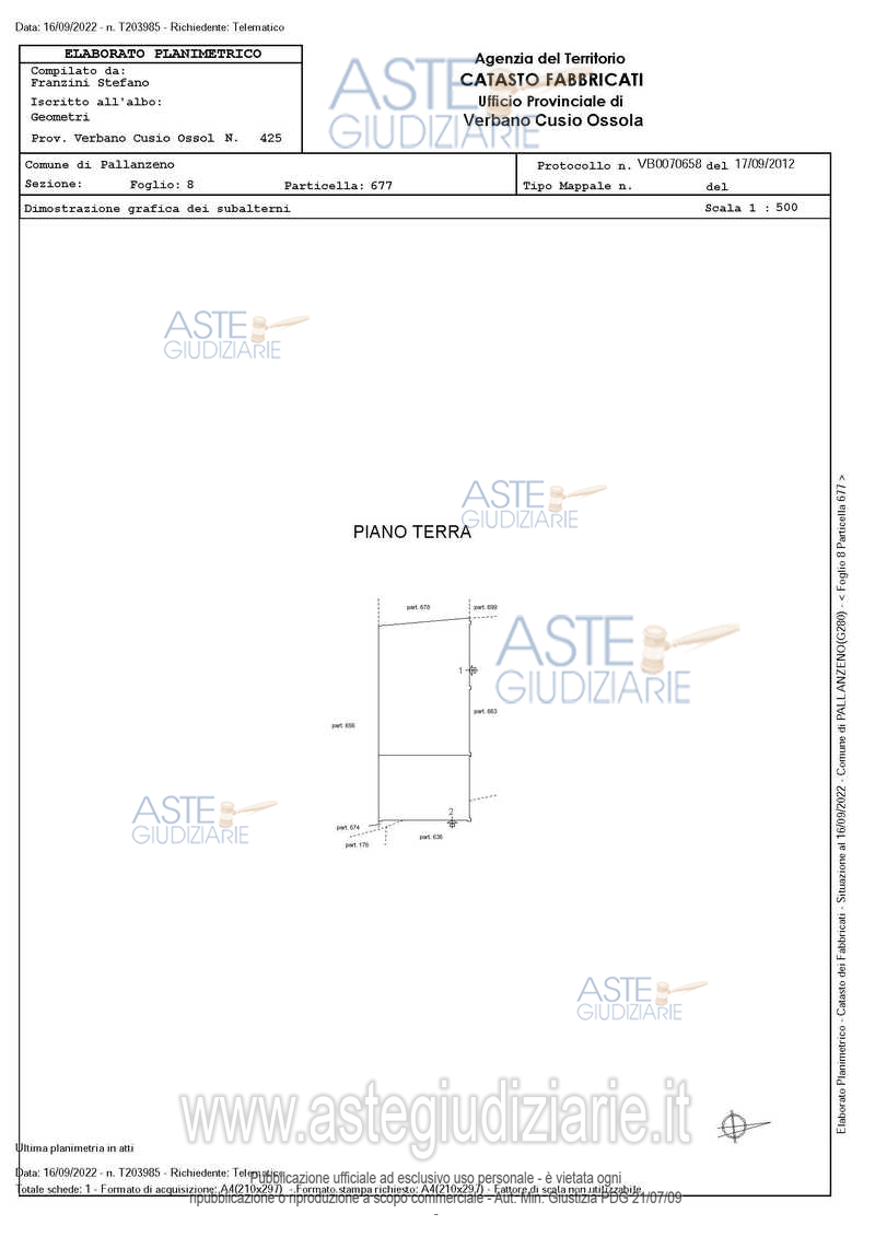 Planimetria del bene