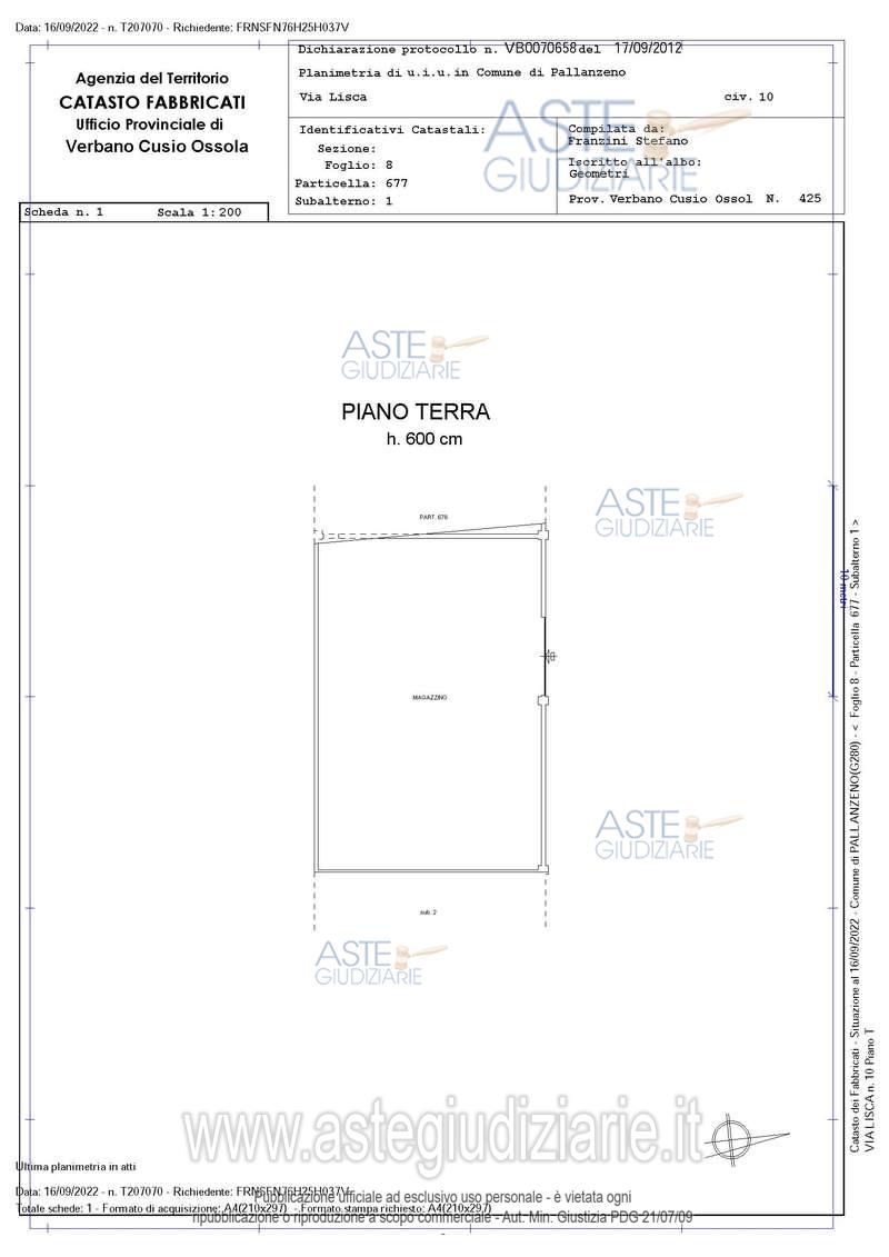 Planimetria del bene