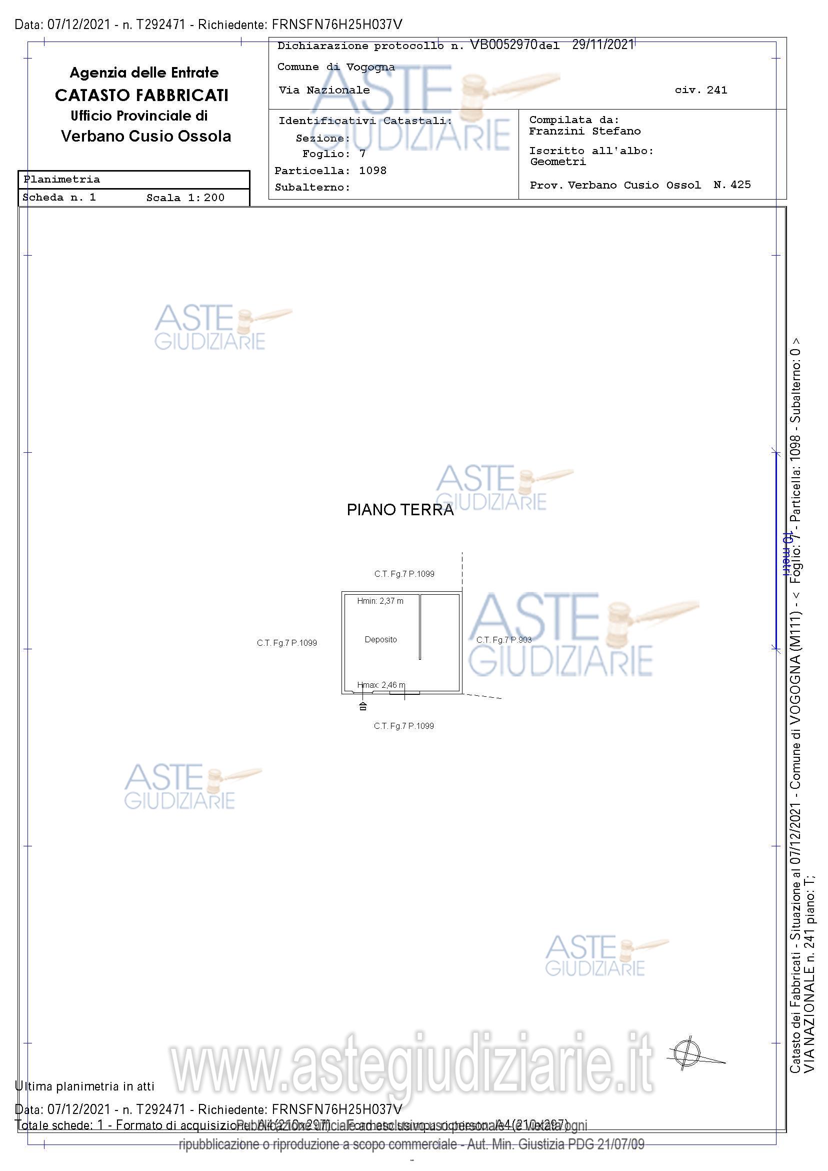 Planimetria del bene