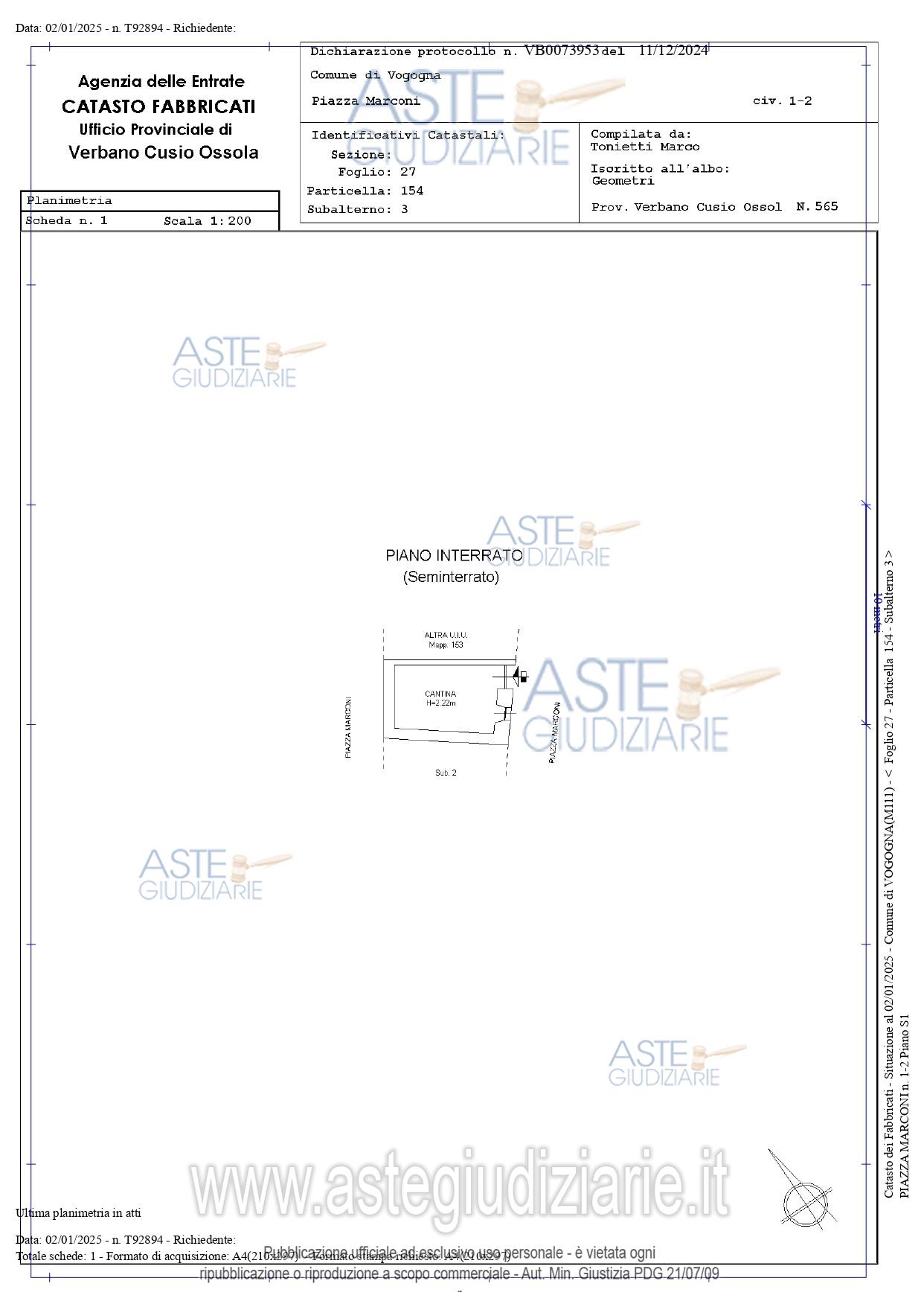 Planimetria del bene