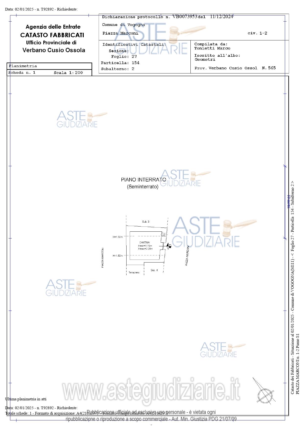 Planimetria del bene