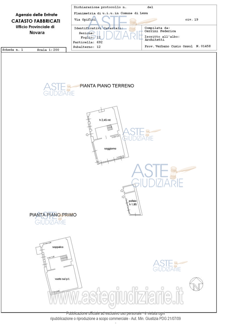 Planimetria del bene