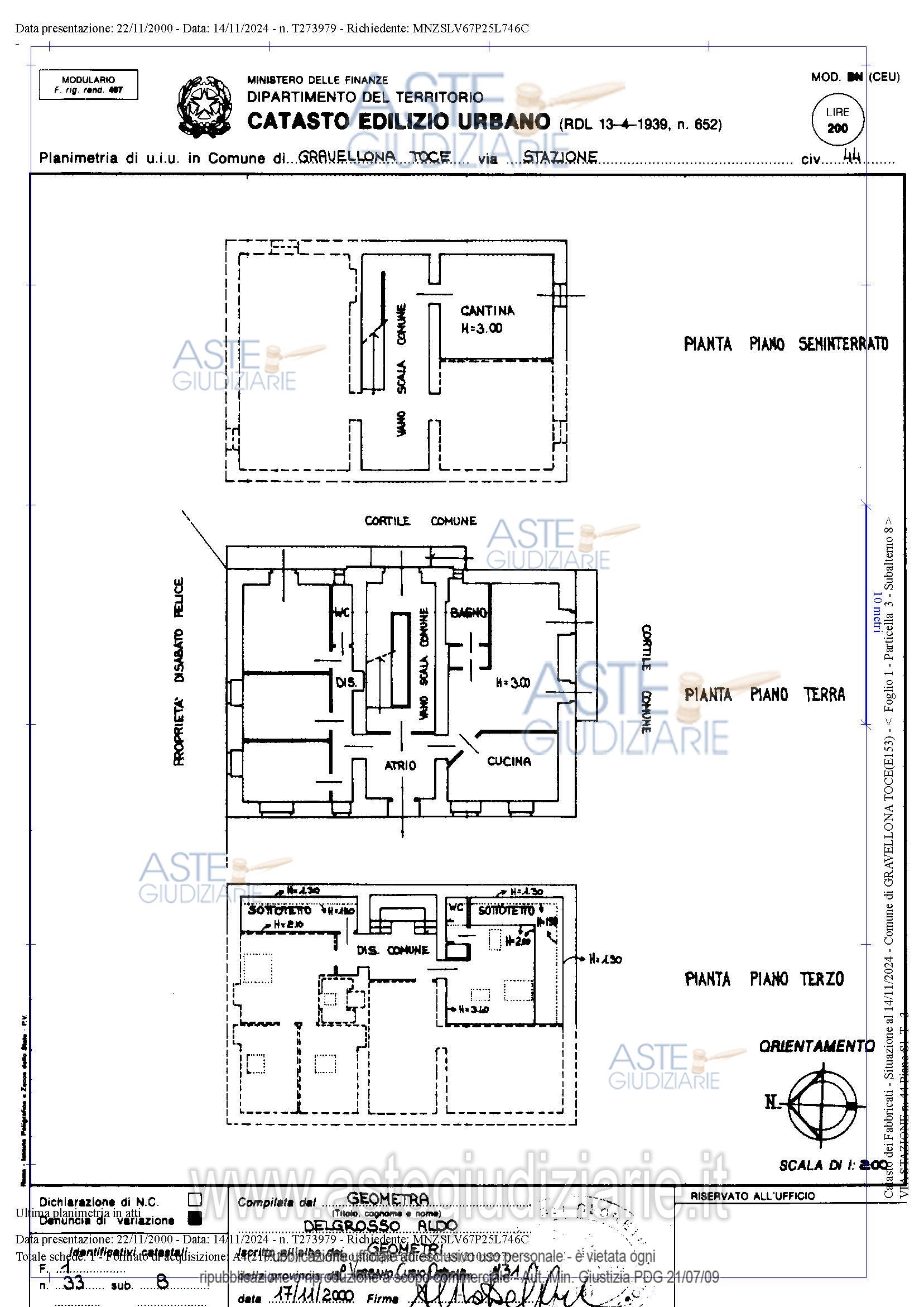 Planimetria del bene