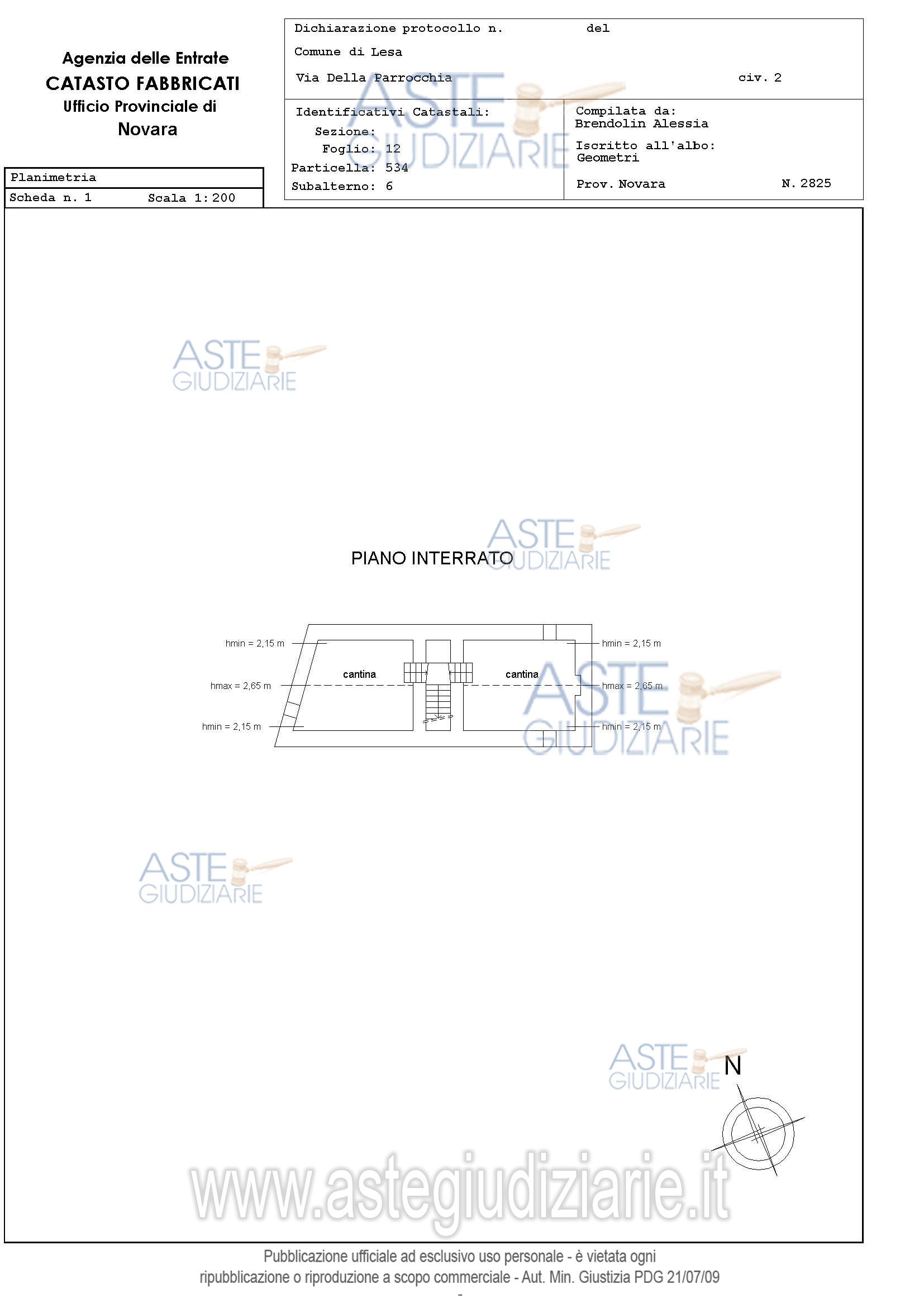 Planimetria del bene