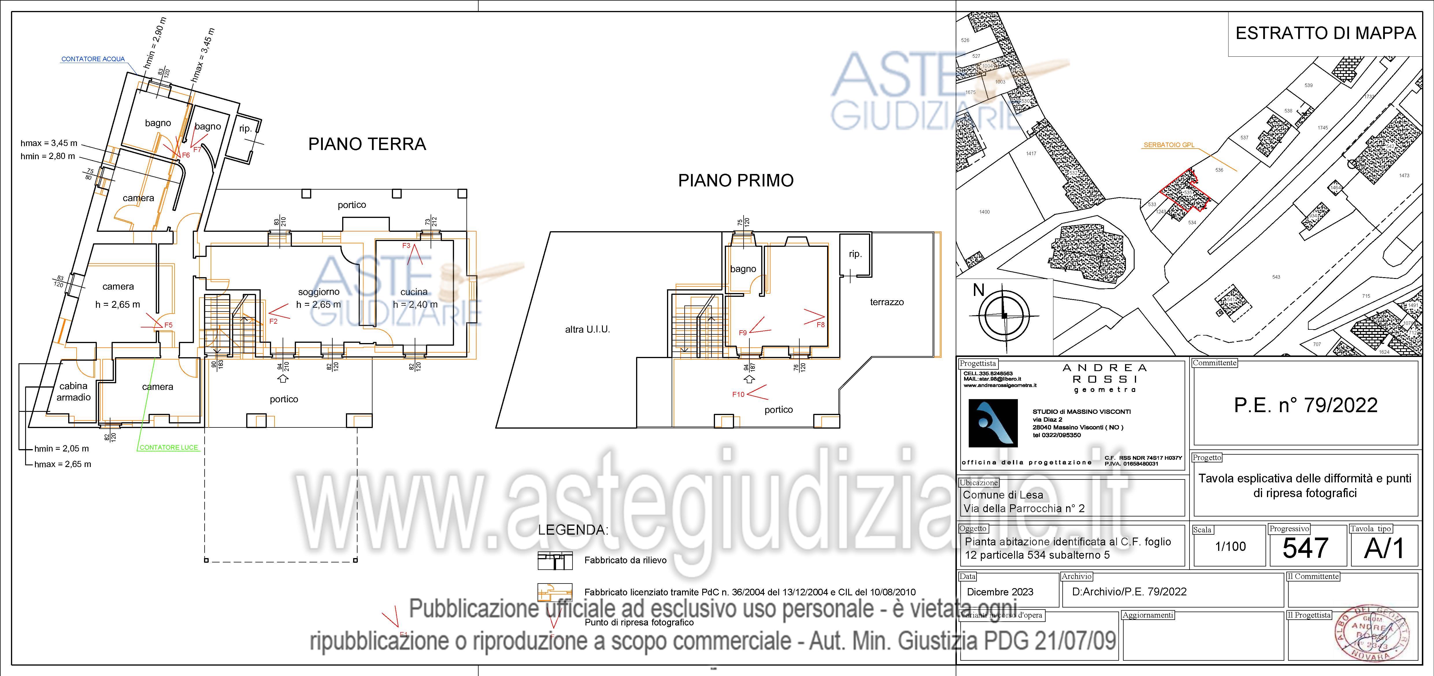 Planimetria del bene