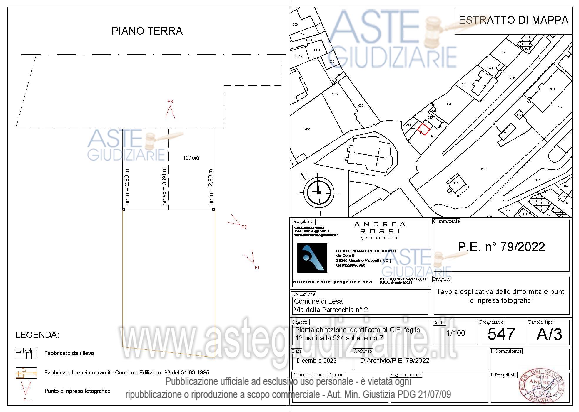 Planimetria del bene