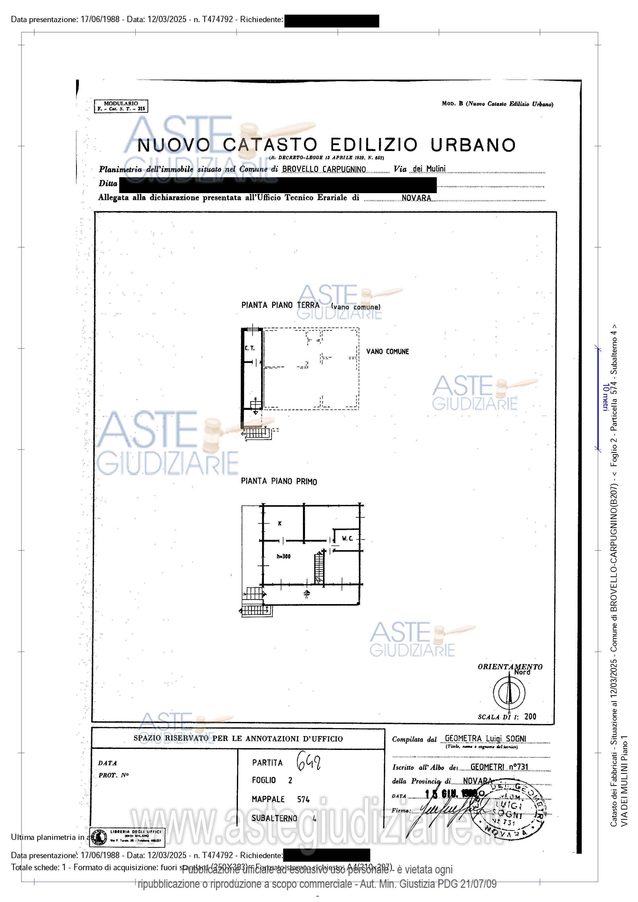 Planimetria del bene