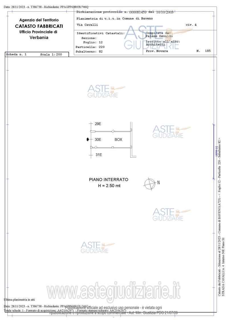 Planimetria del bene