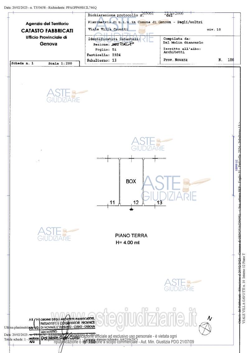 Planimetria del bene