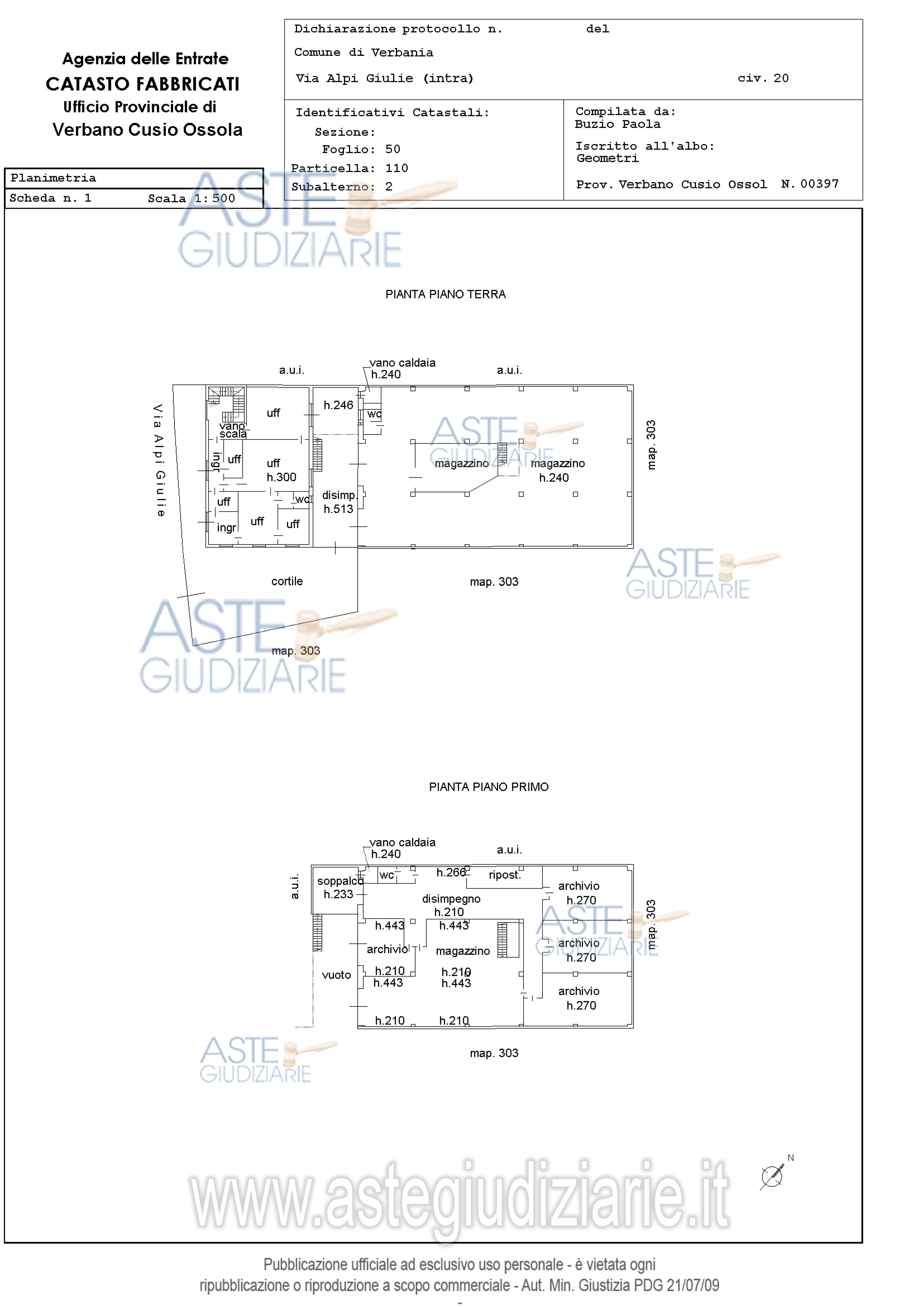 Planimetria del bene