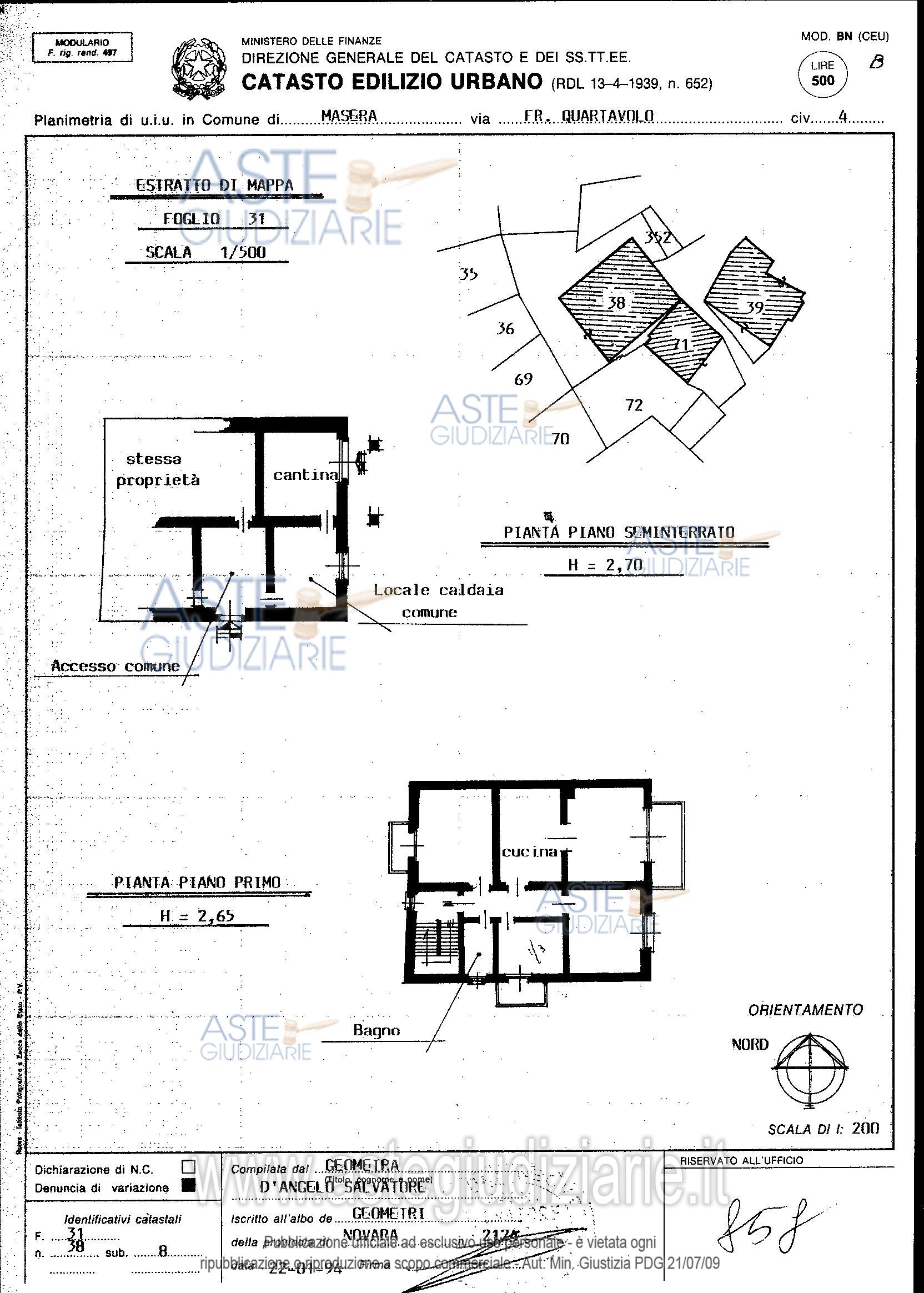 Planimetria del bene