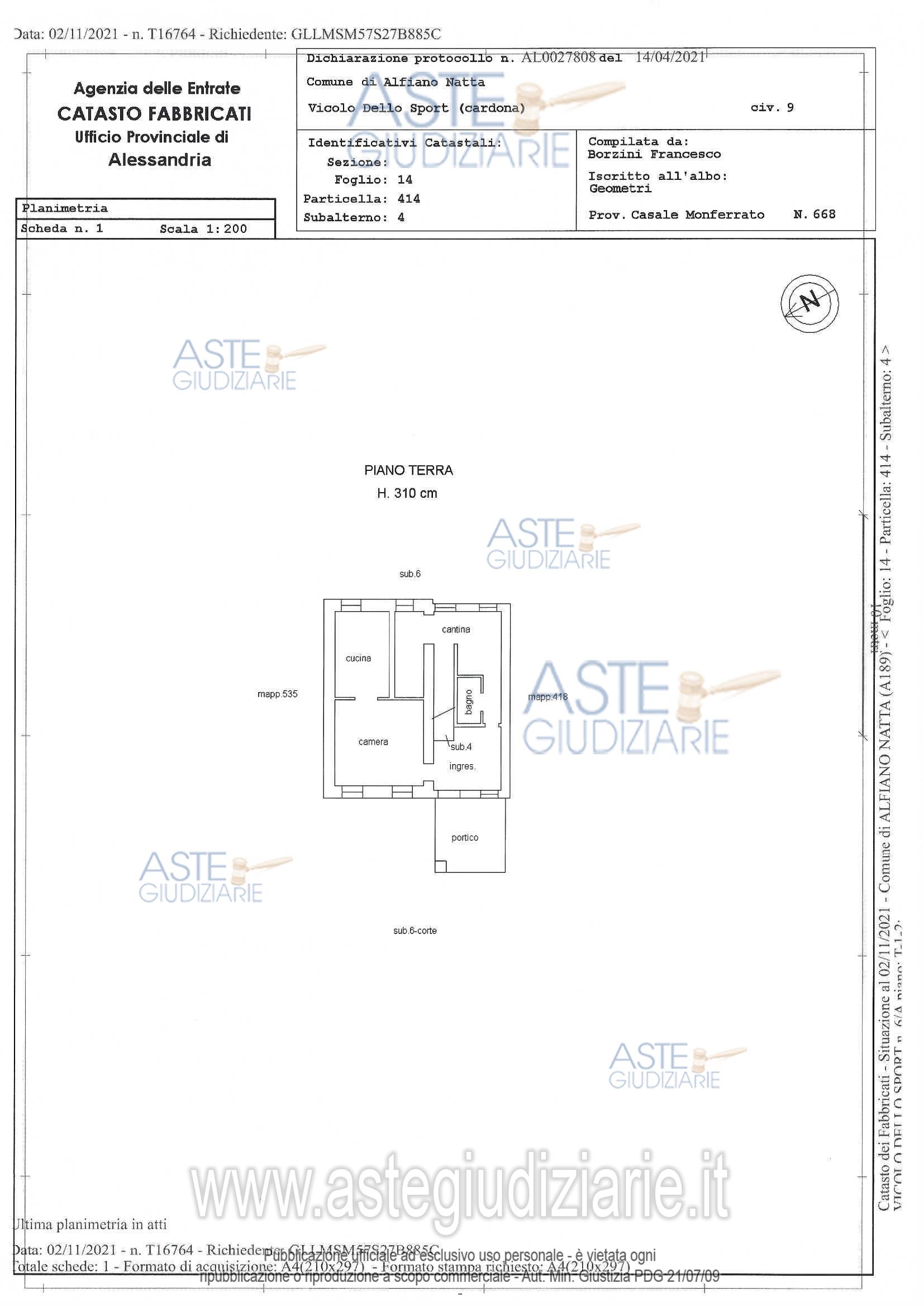 Planimetria del bene