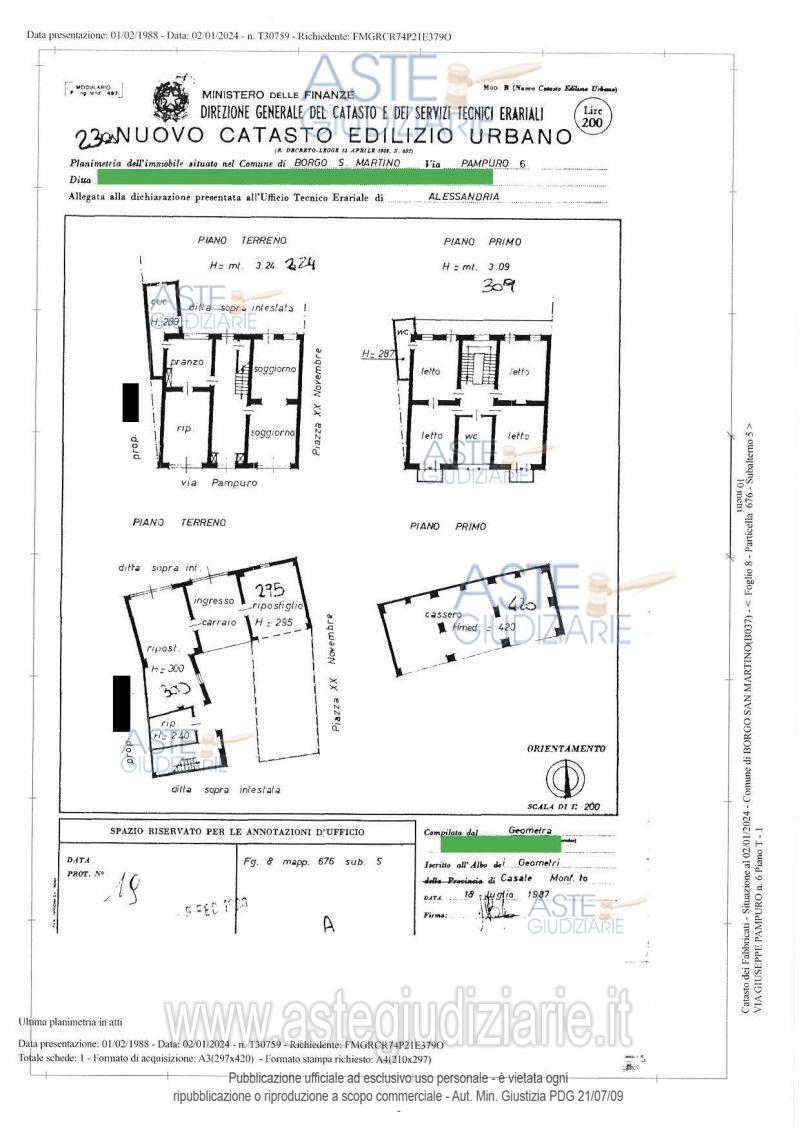 Planimetria del bene