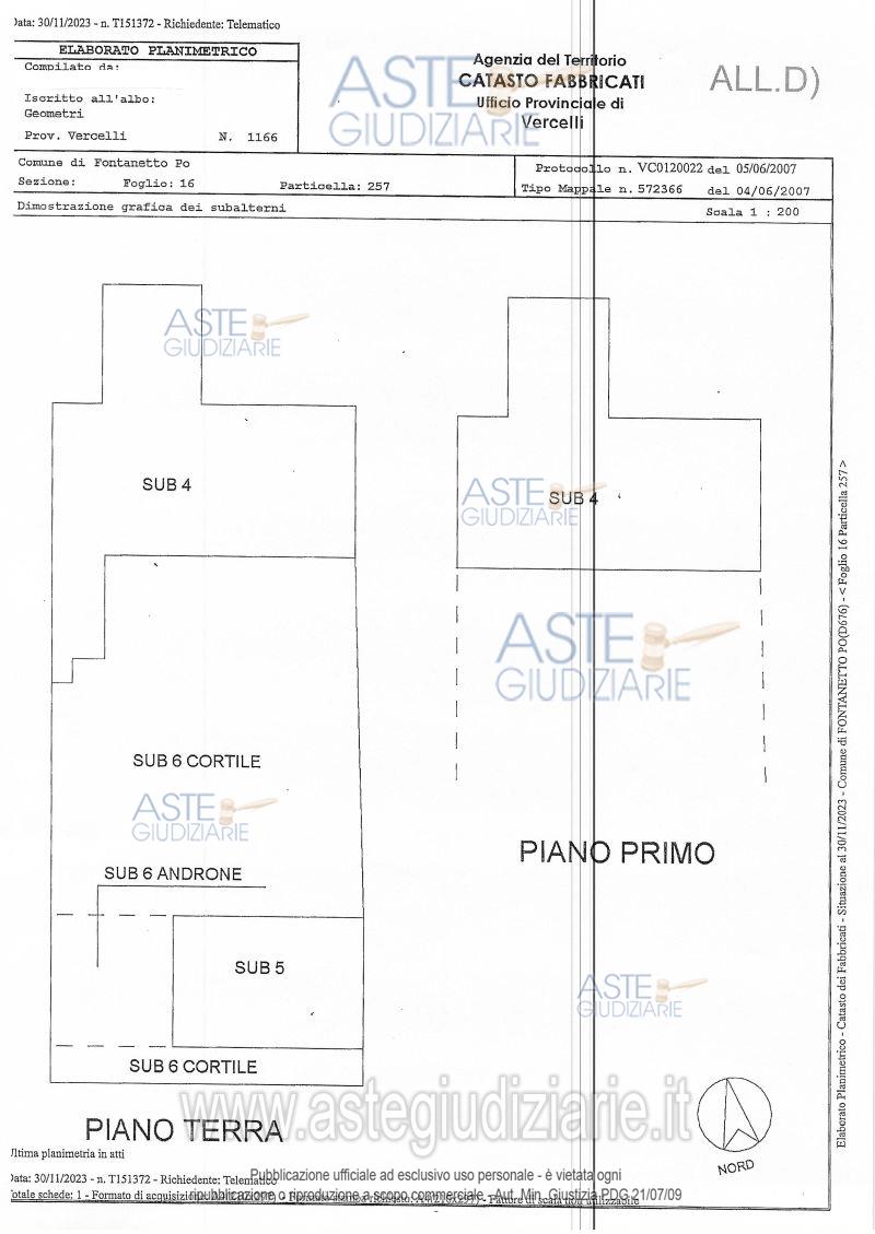 Planimetria del bene