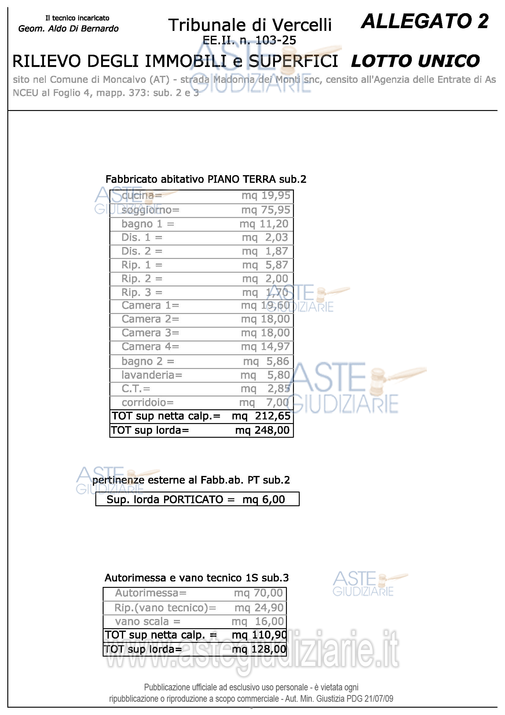 Planimetria del bene