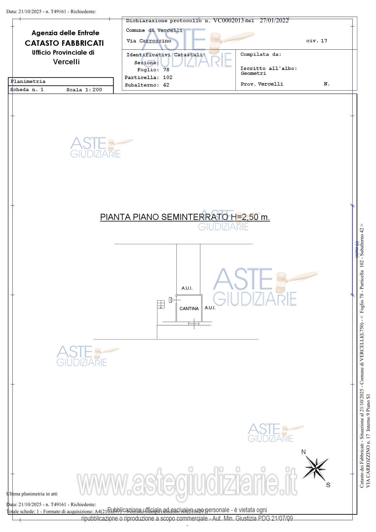 Planimetria del bene