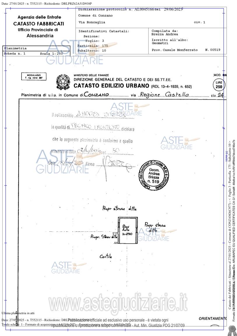 Planimetria del bene